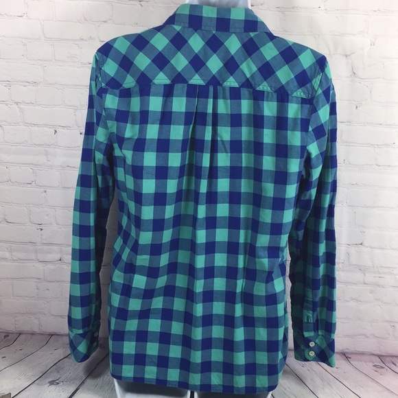 Talbots Large Checked Long Button Cuff Sleeve Top - Picture 4 of 9